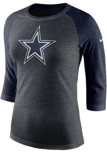 Nike Dallas Cowboys Womens Grey Tri Logo Raglan LS Tee