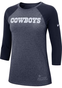 Nike Dallas Cowboys Womens Grey Tri Wordmark Raglan LS Tee