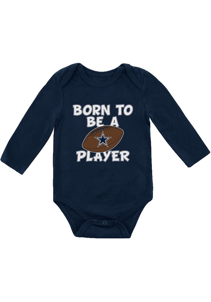 Cowboys Cowboys Baby Navy Blue Born Player Long Sleeve Romper