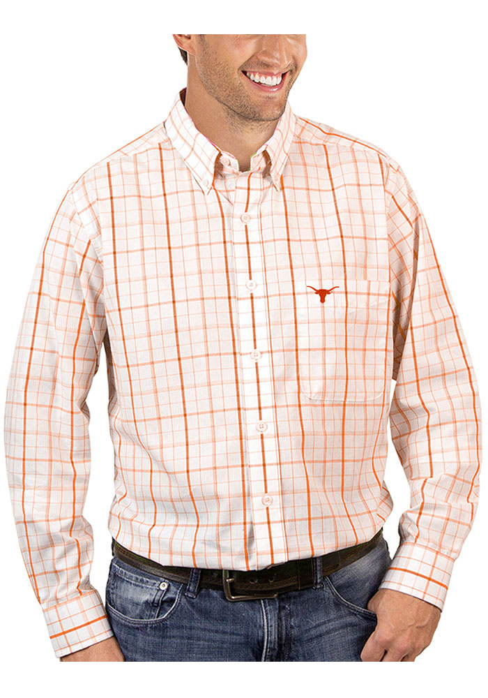 Antigua Texas Longhorns Mens Burnt Orange Keen Long Sleeve Dress Shirt