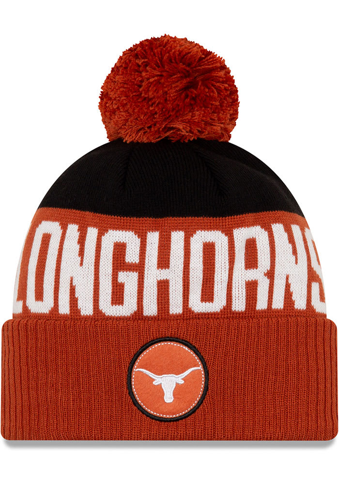 Texas Longhorns Burnt Orange Patch Pom Mens Knit Hat