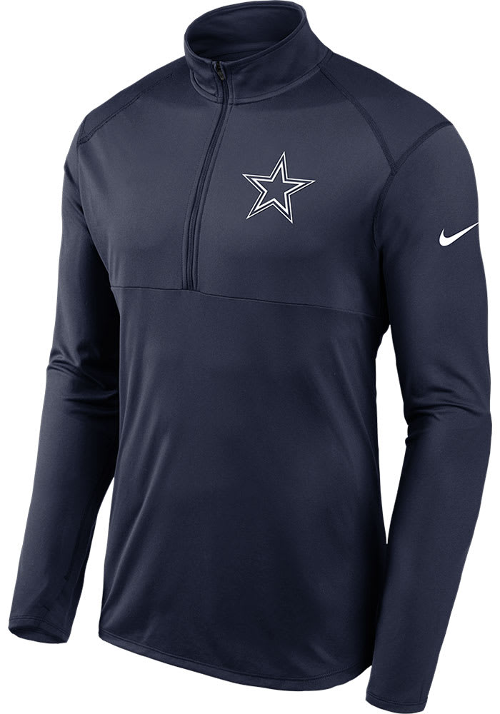 Men's Dallas Cowboys Nike White/Navy Sideline Coaches Half-Zip Jacket