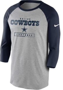 Nike Dallas Cowboys Grey Wordmark Raglan Long Sleeve Fashion T Shirt