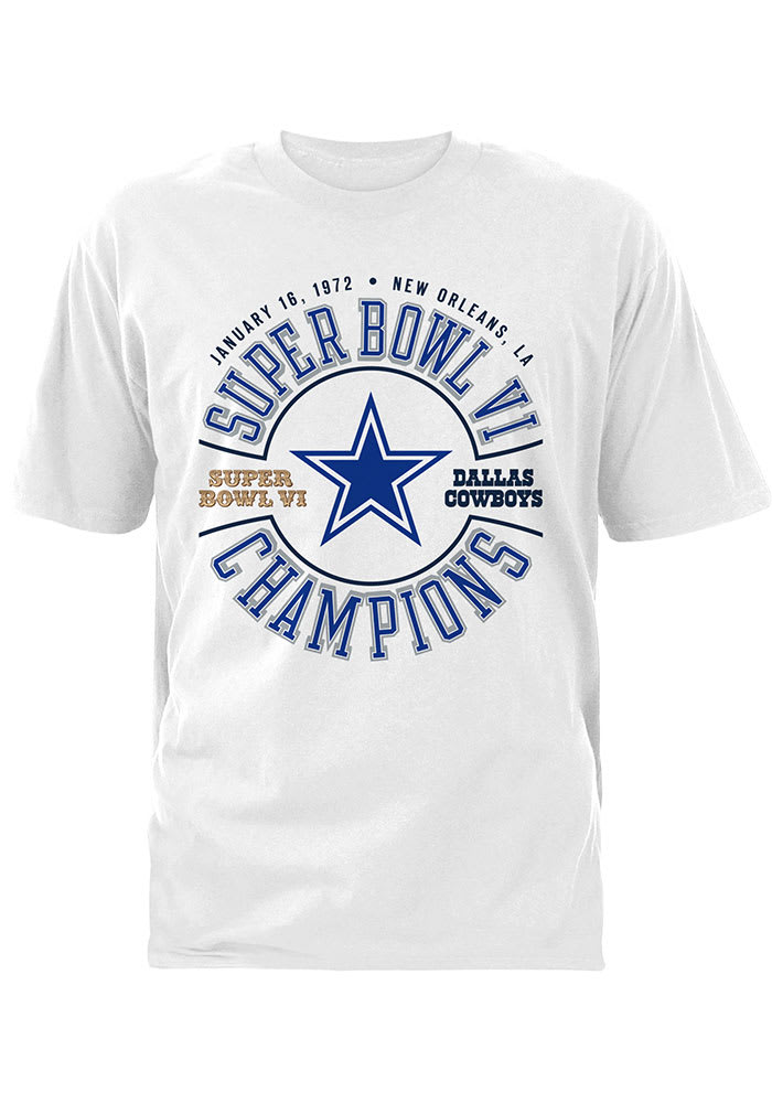 Dallas Cowboys White SB VI 72 Short Sleeve T Shirt