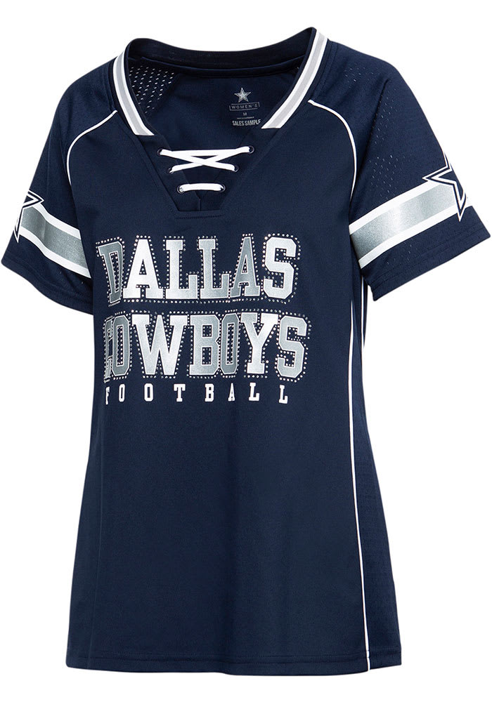 Dallas Cowboys Womens New Era Bling Fashion Football Jersey - Navy Blue