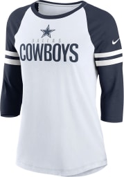 Nike Dallas Cowboys Womens White Sleeve Stripe 3/4 Raglan LS Tee