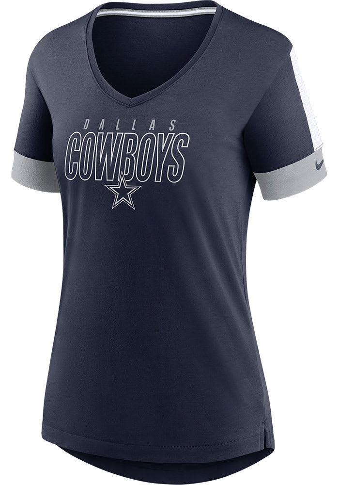 Nike Dallas Cowboys Womens Navy Blue Mascot Outline Short Sleeve T-Shirt