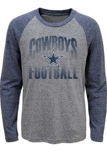 Dallas Cowboys Youth Grey Go For It Raglan Long Sleeve Fashion T-Shirt