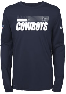 Dallas Cowboys Youth Navy Blue Sideline Long Sleeve T-Shirt