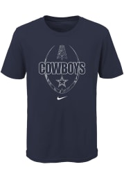Dallas Cowboys Youth Navy Blue Football Icon Short Sleeve T-Shirt