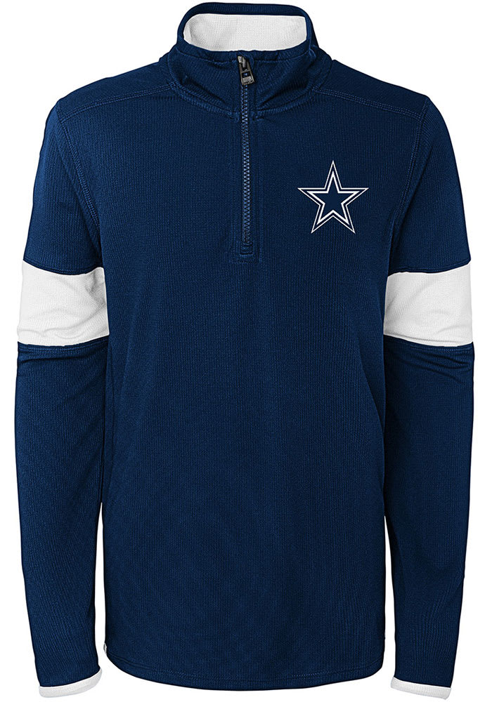 Dallas Cowboys Boys Navy Blue Yard Line Long Sleeve 1/4 Zip Pullover