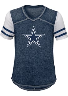 Dallas Cowboys Girls Navy Blue Team Spirit Short Sleeve Fashion T-Shirt