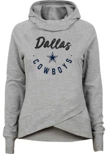 Dallas Cowboys Girls Grey Charge Funnel Neck Long Sleeve Hooded Sweatshirt
