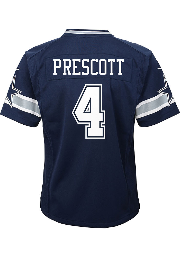 NFL Cowboys Dak Prescott Jersey Boy's Medium 5/6 On Field #4 Navy Blue