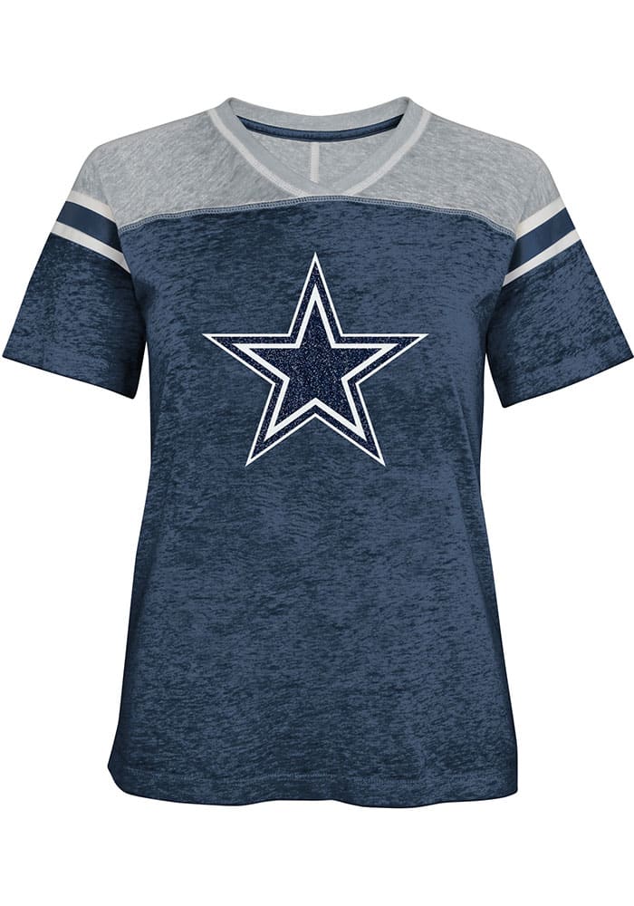 Girls Youth Dak Prescott Navy Dallas Cowboys Glitter Jersey