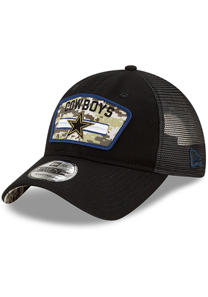 New Era Dallas Cowboys 2021 Salute to Service Trucker 9TWENTY Adjustable Hat - Black