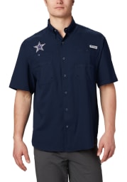 Columbia Dallas Cowboys Mens Navy Blue Tamiami Short Sleeve Dress Shirt