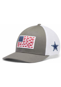 Columbia Dallas Cowboys Mens Grey 2T PFG Fish Flag Mesh Flex Hat