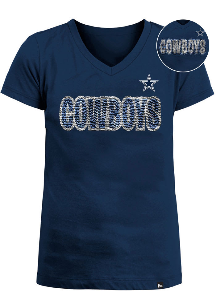 DALLAS COWBOYS GL SHORT SLEEVE TOP WITH LINED FLIP-SEQUIN