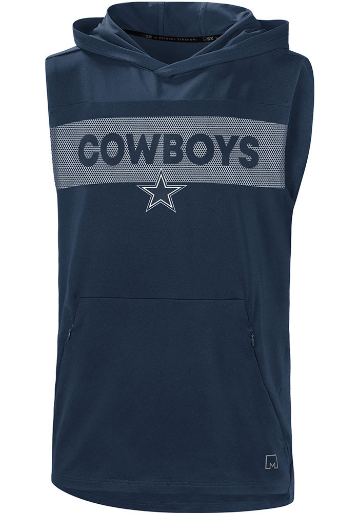 Dallas Cowboys NAVY ACTIVE SLEEVELESS Short Sleeve Hoods 41023713