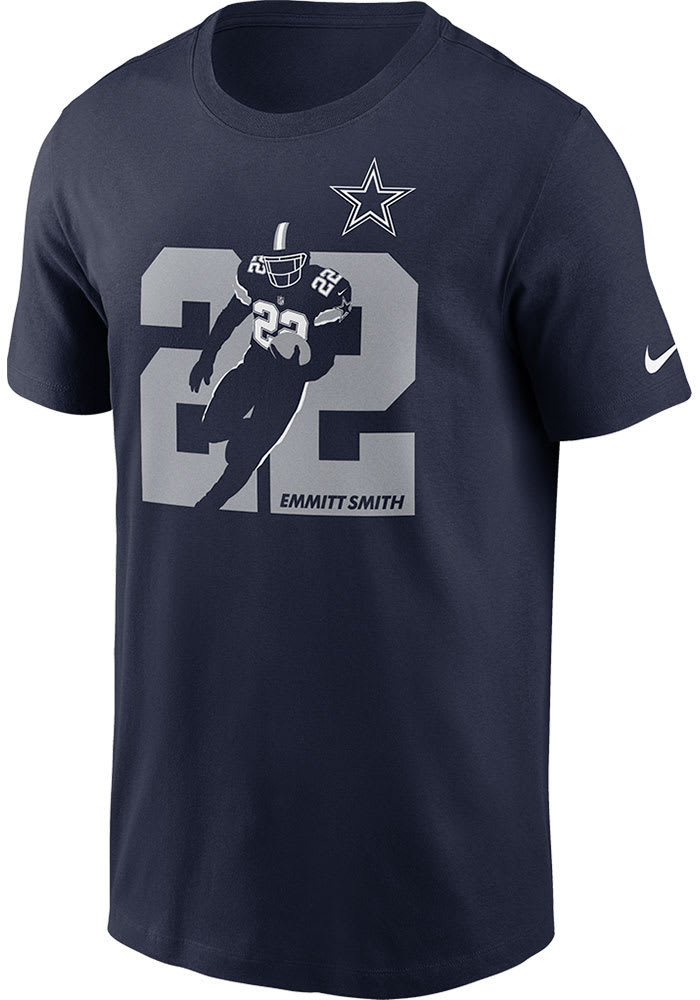 Nike Emmitt Smith Dallas Cowboys Navy Blue Local Short Sleeve Player T Shirt, Navy Blue, 100% Cotton, Size XL, Rally House