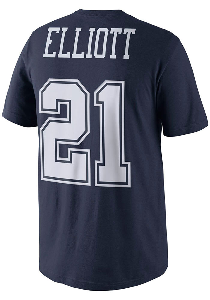 Ezekiel Elliott Dallas Cowboys Navy Blue Name And Number Short Sleeve Player T Shirt