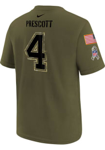 Dak Prescott Dallas Cowboys Youth Olive Salute To Service Name and Number Player Tee