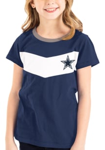 Dallas Cowboys Girls Navy Blue Striped Star Short Sleeve Fashion T-Shirt