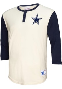 Dallas Cowboys White ICON HENLEY Long Sleeve Fashion T Shirt