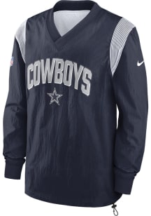 Nike Dallas Cowboys Mens Navy Blue ATHLETIC STACK WINDSHIRT Pullover Jackets