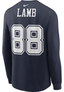 CeeDee Lamb Dallas Cowboys Navy Blue NAME AND NUMBER Long Sleeve Player T Shirt