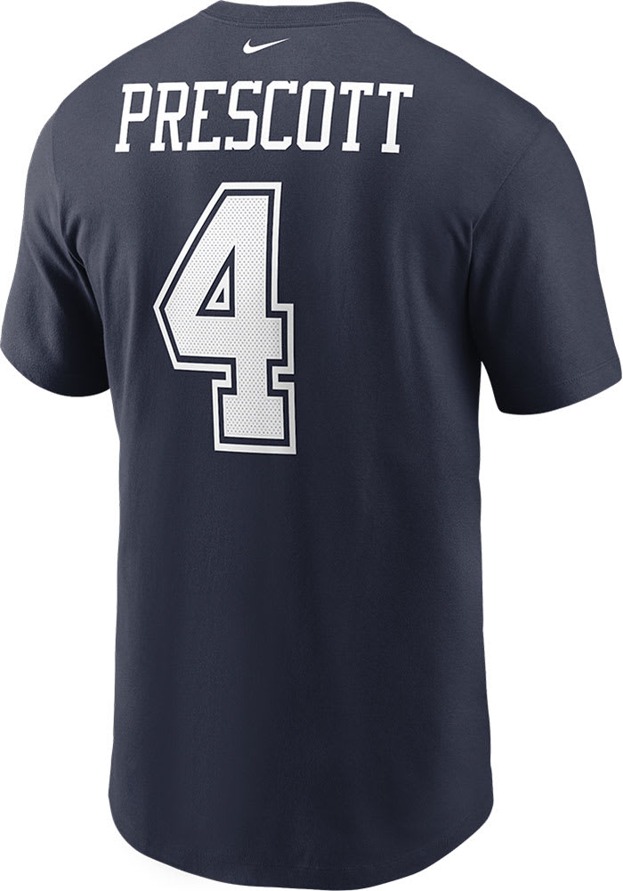 Dak Prescott Dallas Cowboys Navy Blue NAME AND NUMBER Short Sleeve Player T Shirt