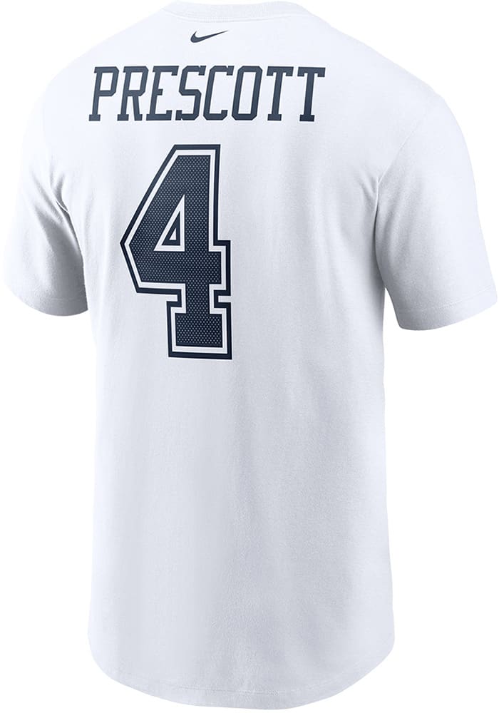 Dak Prescott Dallas Cowboys White NAME AND NUMBER Short Sleeve Player T Shirt