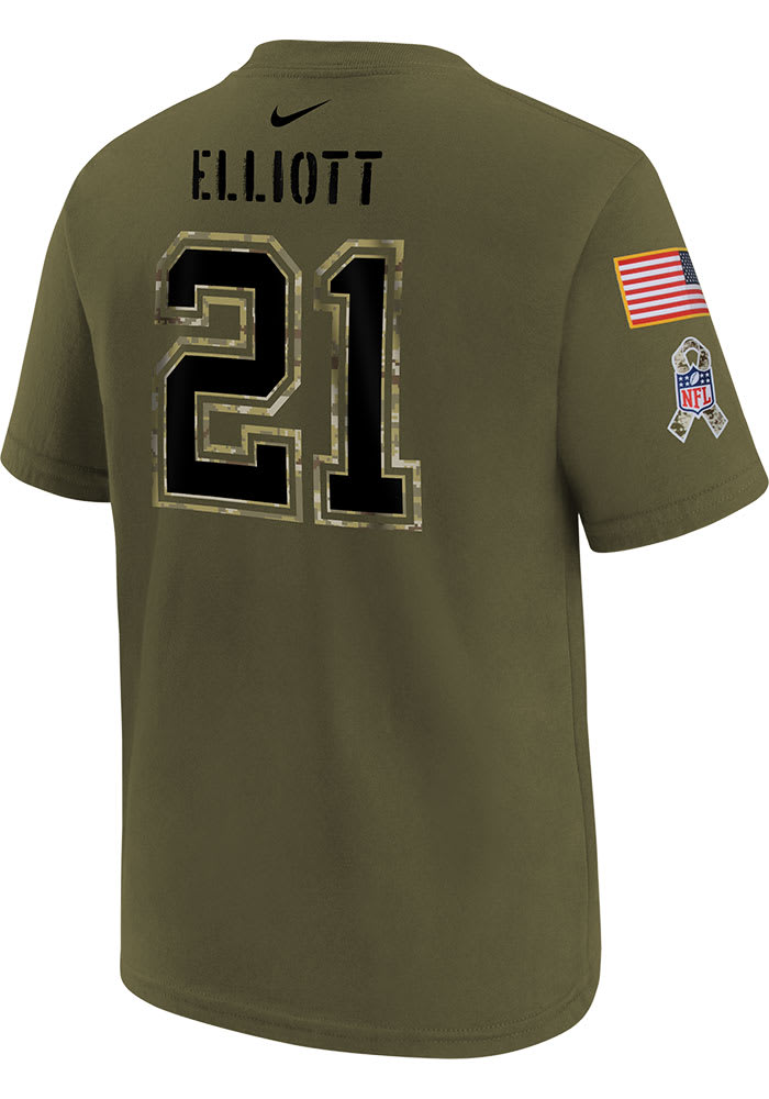 Ezekiel Elliott Dallas Cowboys Men's Legend Olive Salute to Service T-Shirt