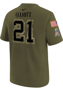 Ezekiel Elliott Dallas Cowboys Youth Olive Salute To Service Name and Number Player Tee