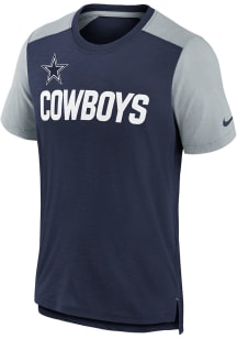 Nike Dallas Cowboys Youth Navy Blue Colorblock Team Name Short Sleeve Fashion T-Shirt