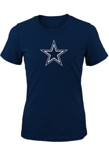 Dallas Cowboys Girls Navy Blue Primary Logo Short Sleeve Tee