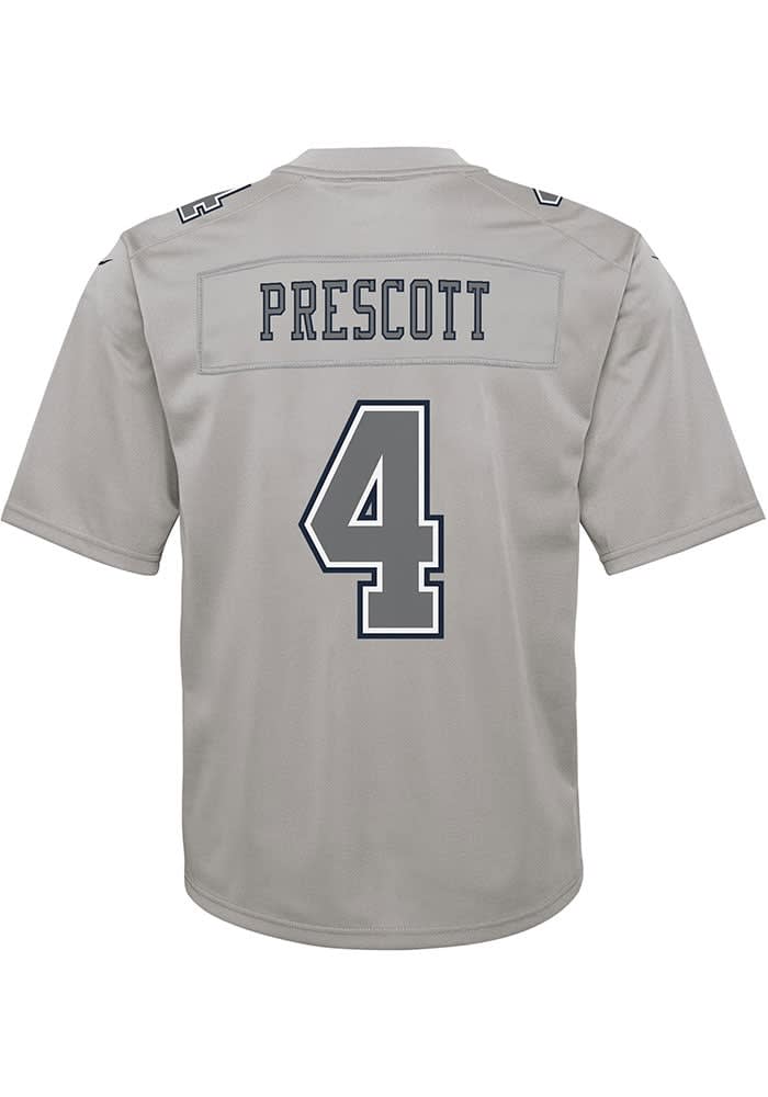 Youth Nike Dak Prescott Gray Dallas Cowboys Atmosphere Game Jersey