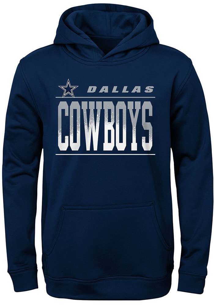 NFL Dallas Cowboys Youth Heritage Hooded Fleece Pullover, Navy/Grey, Small