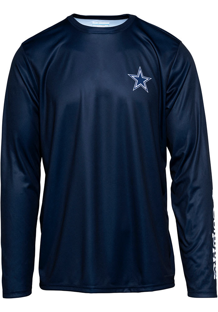 Men's Columbia Navy Dallas Cowboys Terminal Tackle Omni-Shade Raglan Long Sleeve T-Shirt Size: Medium