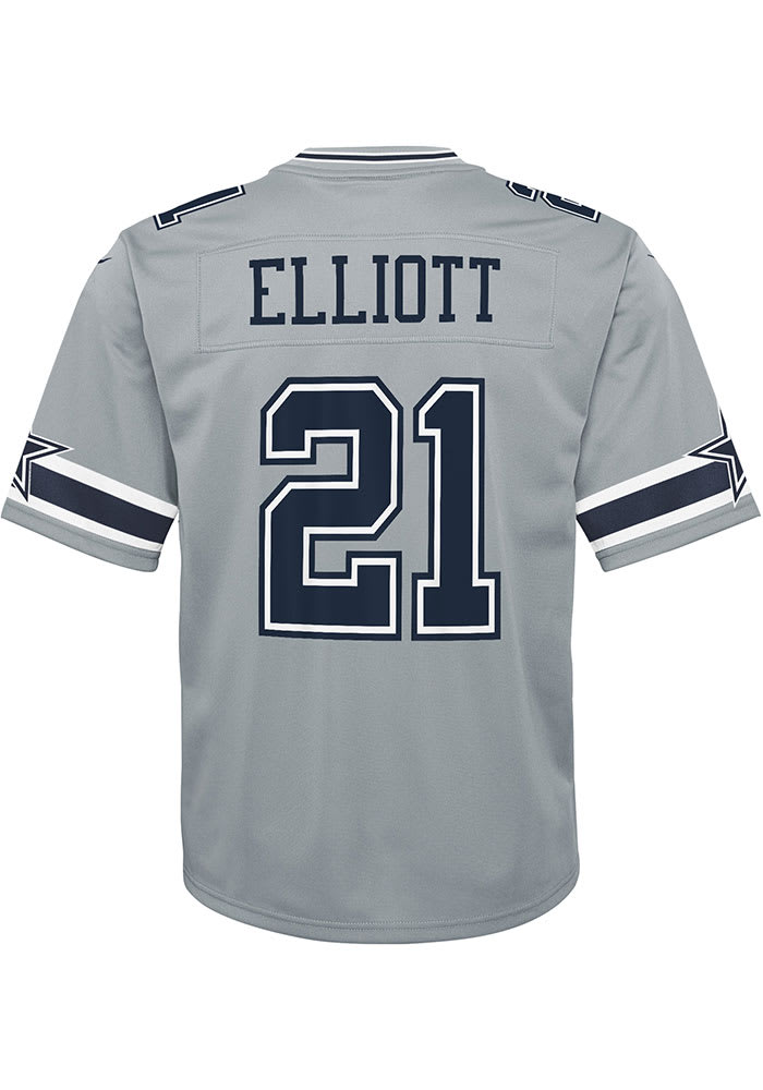 Dallas Cowboys Ezekiel Elliott Youth Legend Grey Nike Football Jersey