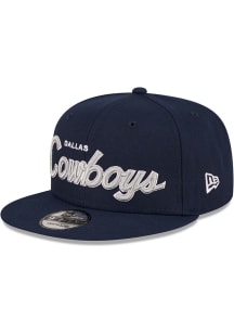 New Era Dallas Cowboys Navy Blue Script 9FIFTY Mens Snapback Hat