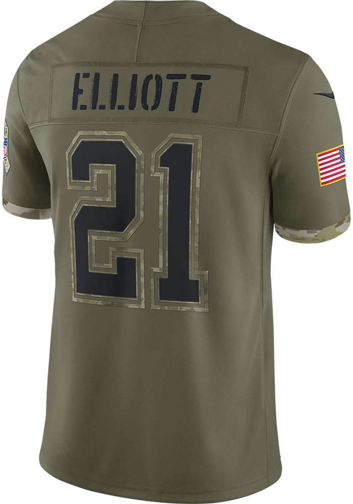 Men's EZEKIEL ELLIOTT Dallas Cowboys Military Salute to Service OLIVE  Jersey - M