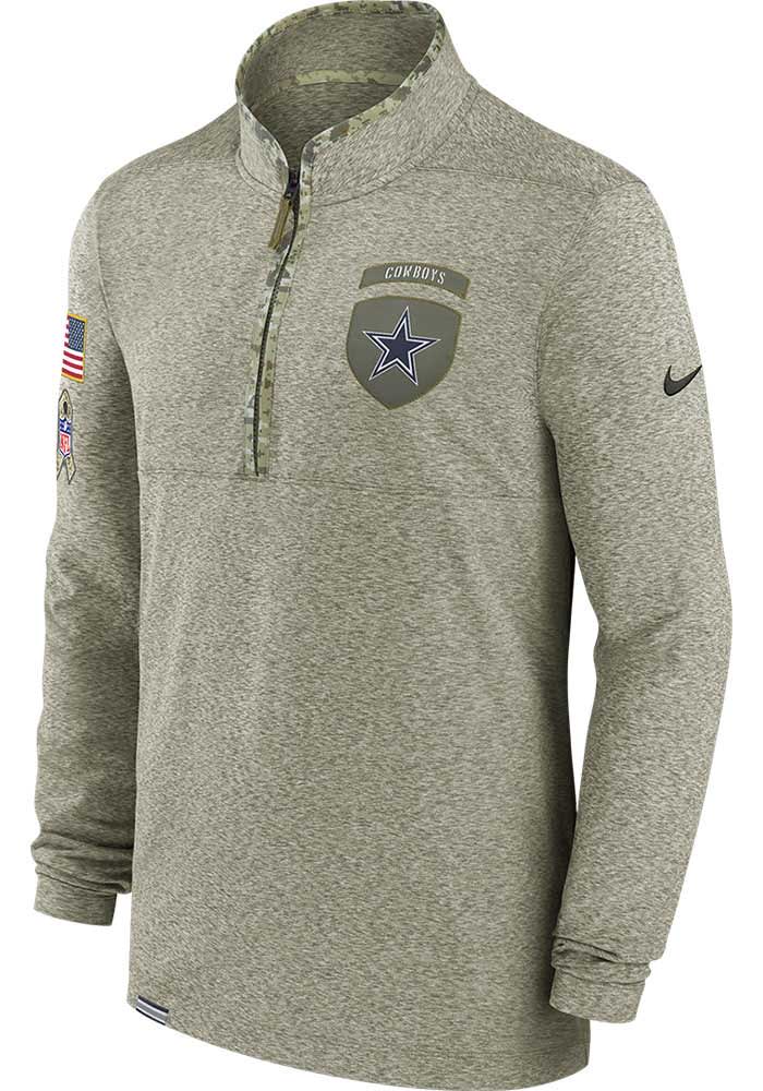 Nike Dallas Cowboys Mens Olive SALUTE TO SERVICE Long Sleeve 1/4 Zip Pullover