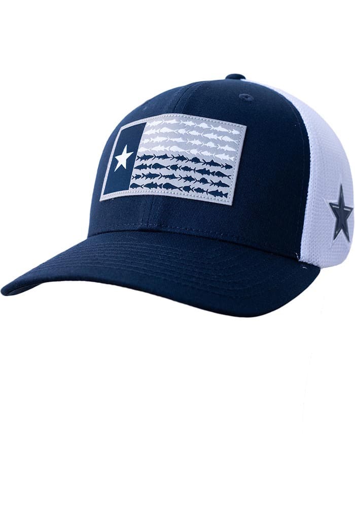 Dallas Cowboys PFG Texas Fish Flag Navy Blue Columbia Flex Hat