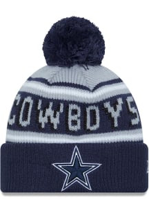 New Era Dallas Cowboys Navy Blue Star Logo Cheer JR Cuff Pom Youth Knit Hat