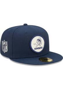 New Era Dallas Cowboys Mens Navy Blue Retro 2022 Sideline 59FIFTY Fitted Hat