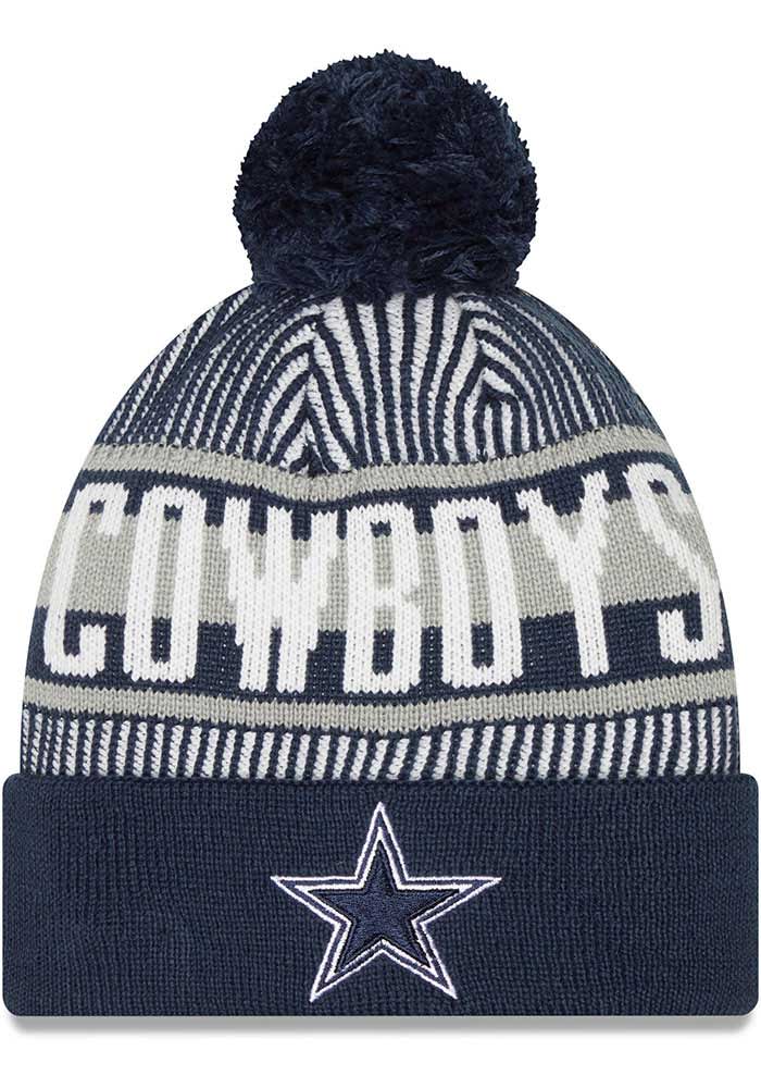 Men's '47 Navy Dallas Cowboys State Line Cuffed Knit Hat with Pom