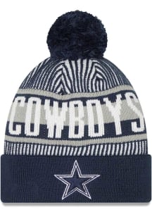 New Era Dallas Cowboys Navy Blue Striped Cuff Mens Knit Hat