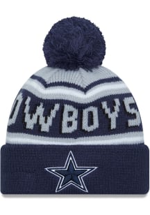 New Era Dallas Cowboys Navy Blue Star Logo Cheer Cuff Pom Mens Knit Hat